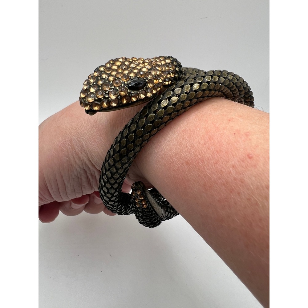 Witchy Goth Snake Wrap Bracelet Rhinestone Serpent Whimsigoth Dark Boho 7.5